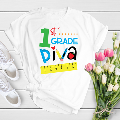 1st Grade Diva Cotton t Shirt, Personalized Toddler Shirt 