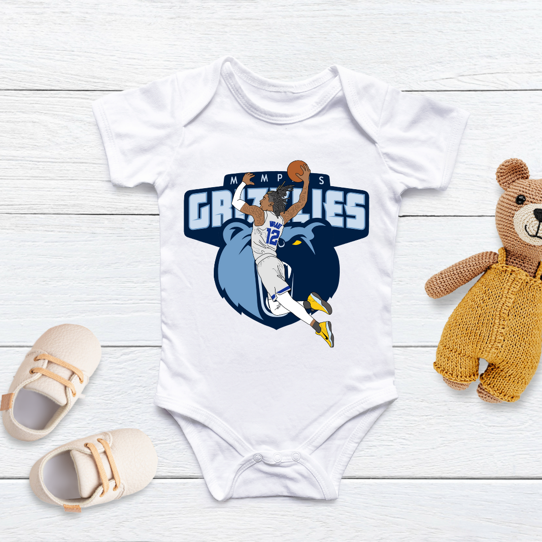 Infant Memphis Grizzlies Newborn White Personalized Onesies