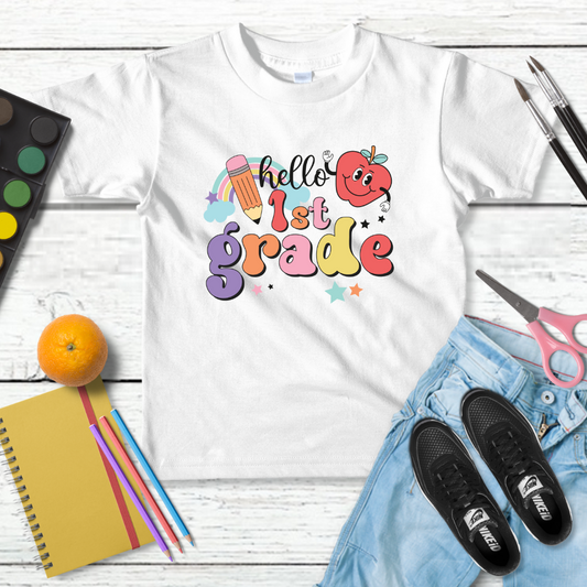 Buy Hello 1st Grade Cotton Tee Shirts for kids, Graduation T-shirt