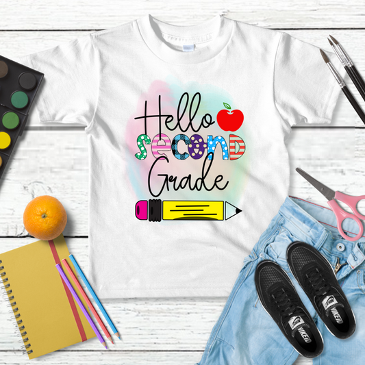 Hello 2nd Grade Customize Tee Shirts for toddlers, Back to School Shirt 