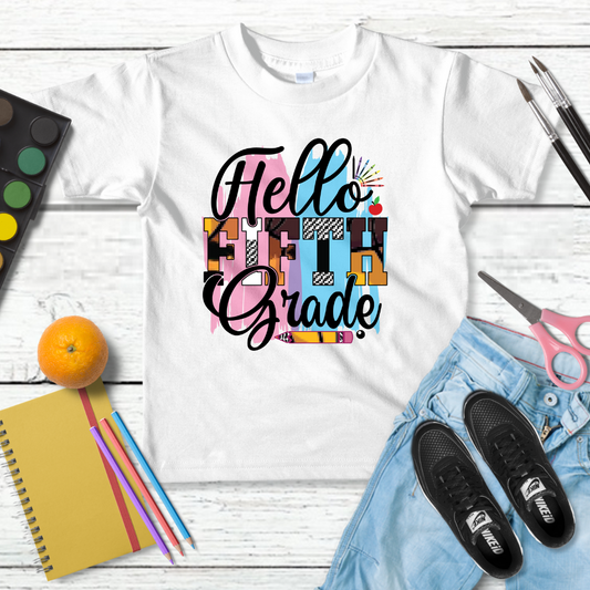 Hello 5th Kindergarten Graduation T-shirt, Kids Preschool Tee Shirts