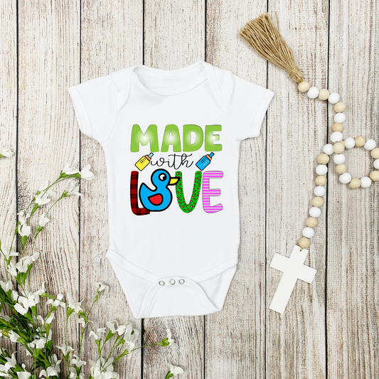 Made with Love Onesie Newborn Gift | Infant Bodysuit Baby Onesie