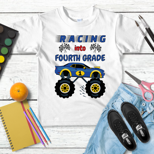 Buy Racing Car 4th Birthday Party Tee Shirts | Custom Birthday Gifts